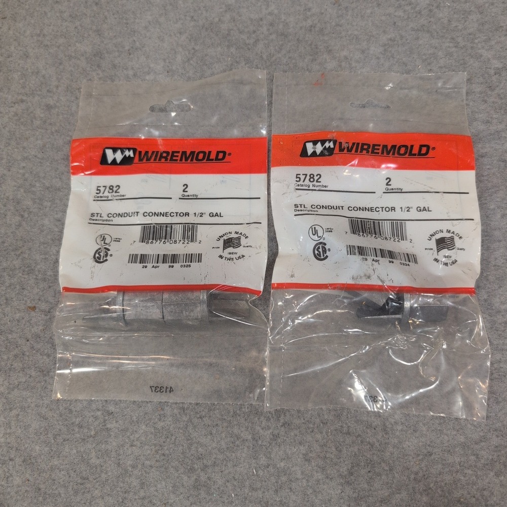Wiremold 5782 STL Conduit Connector 1/2 Inch Gal Steel 2 Packs Union Made USA